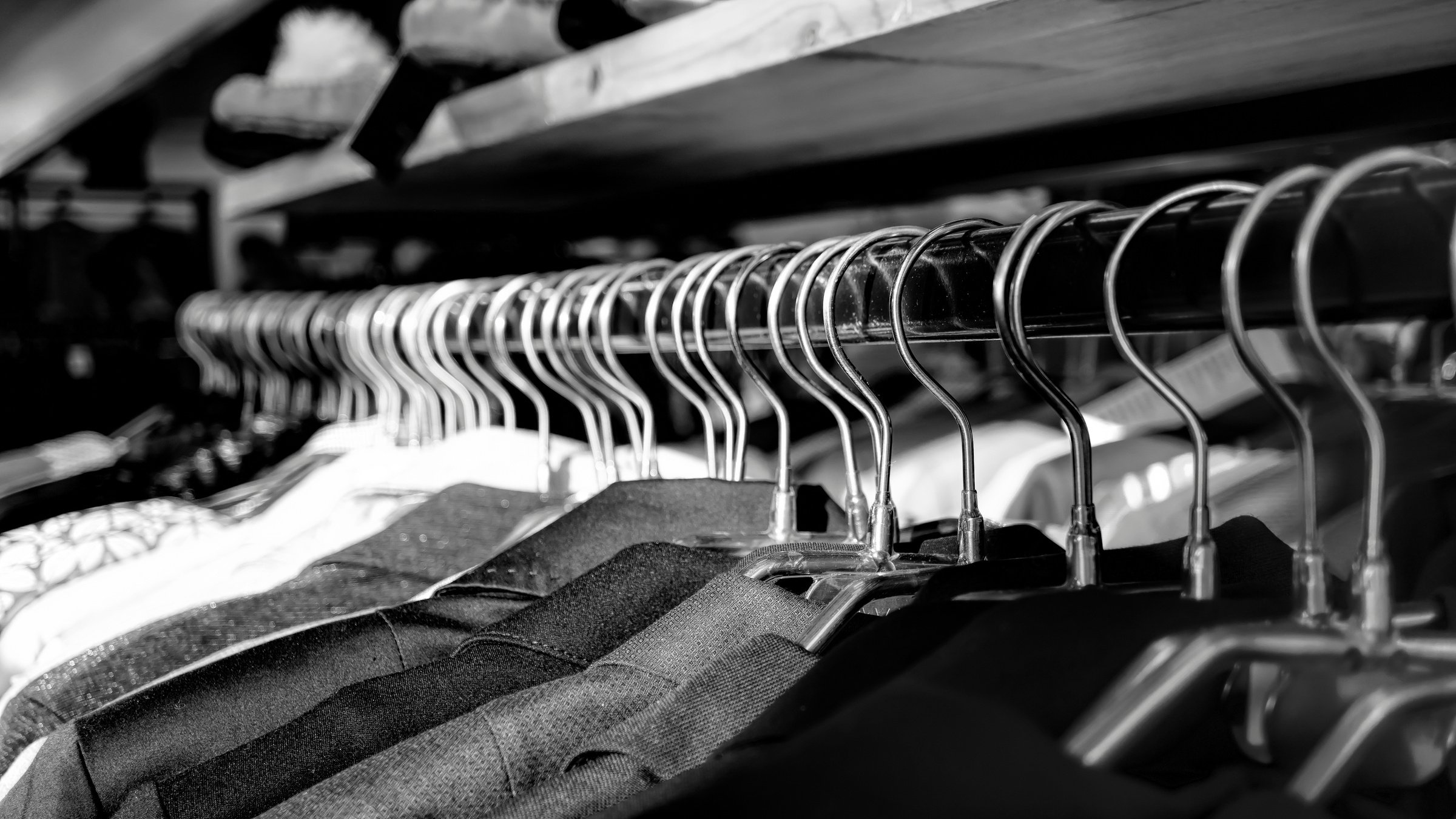 Black and white, cloth, store, hanger, wear, fashion, clothing, sales